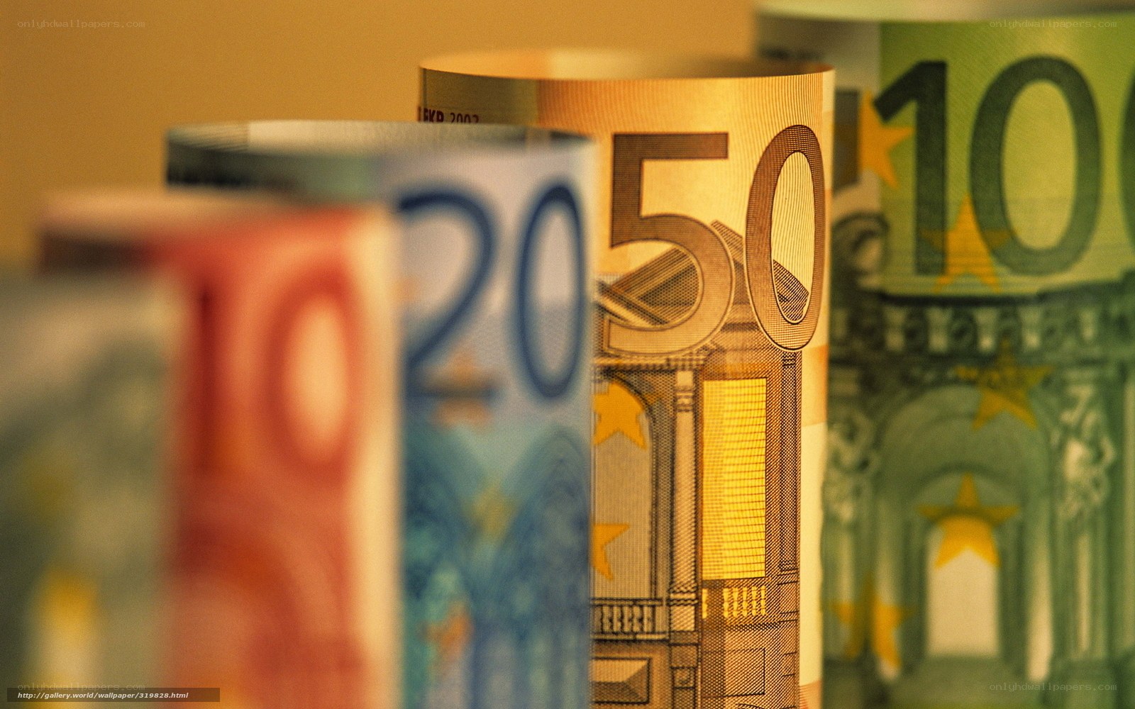 Euro banknotes rolled up