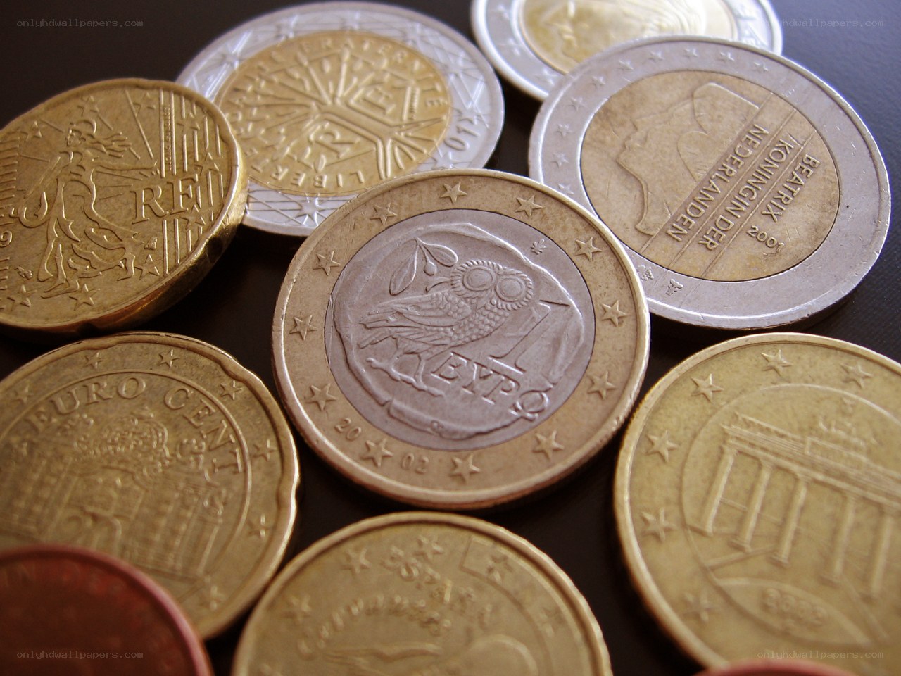 Euro coins from various countries