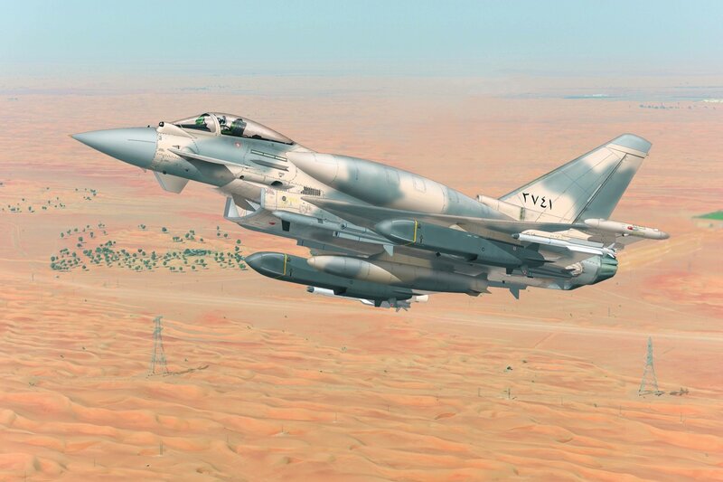 Eurofighter Typhoon in desert flight