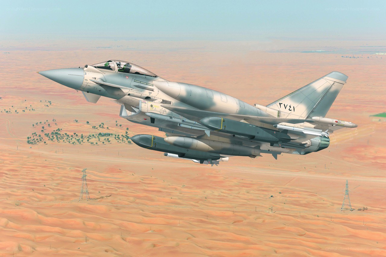 Eurofighter Typhoon in desert flight
