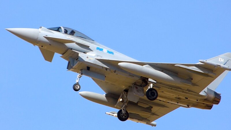 Eurofighter Typhoon Jet — Blue, Dynamic, Afternoon, Photograph, Aircraft