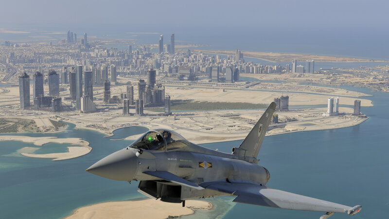Eurofighter Typhoon Jet — Gray, Dramatic, Afternoon, Photograph, City Skyline