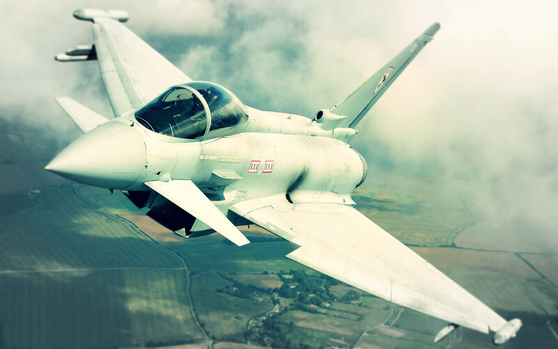 Eurofighter Typhoon Jet — Gray, Dramatic, Photograph, Clouds, Aircraft