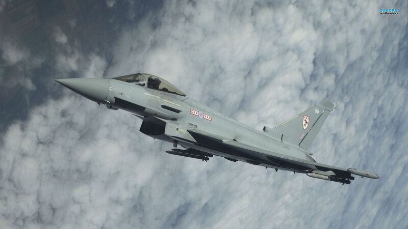 Eurofighter Typhoon Jet — Gray, Dramatic, Photograph, Clouds, Pilot, Missiles