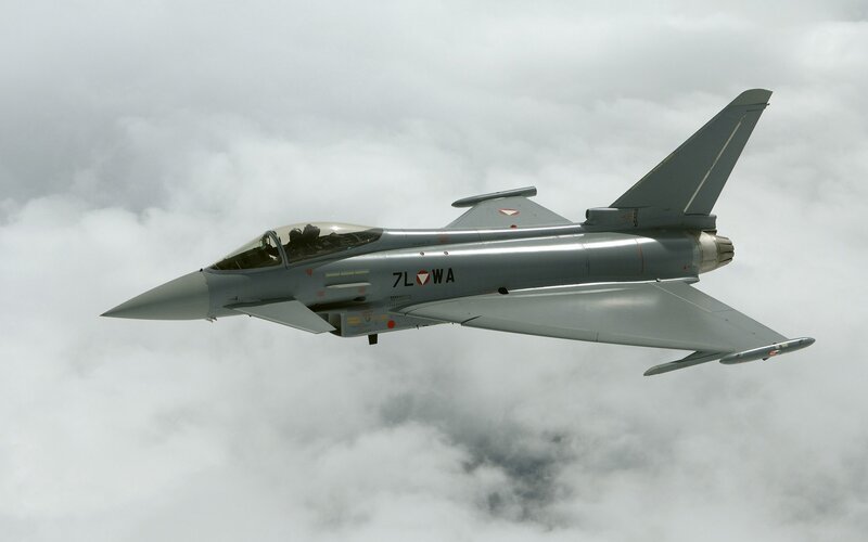 Eurofighter Typhoon Jet — Gray, Dramatic, Photograph, Clouds, Pilot
