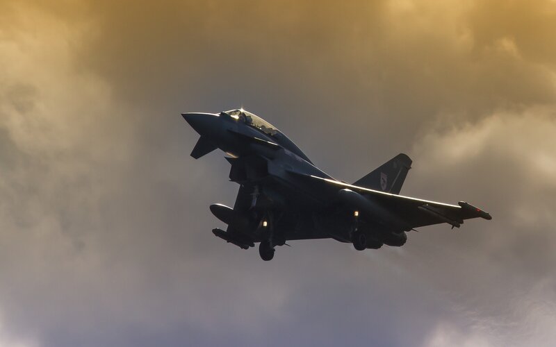 Eurofighter Typhoon Jet — Gray, Dramatic, Sunset