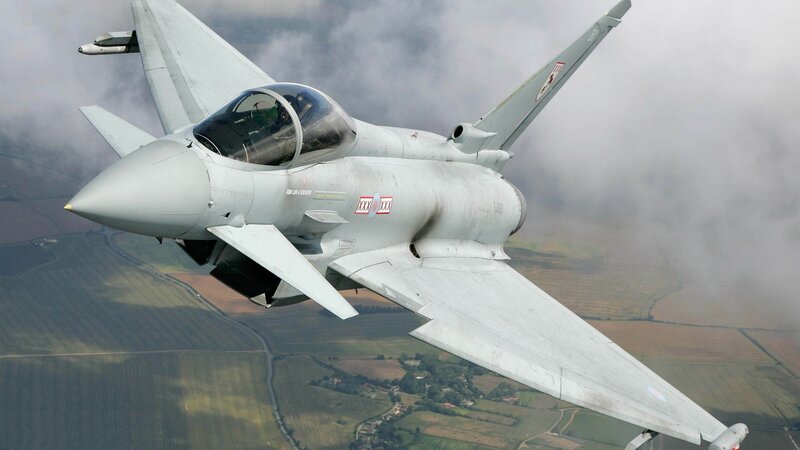 Eurofighter Typhoon Jet — Gray, Dynamic, Afternoon, Photograph, Clouds