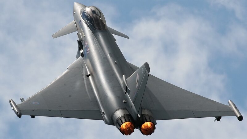 Eurofighter Typhoon Jet — Gray, Dynamic, Afternoon, Photograph, Jet Engine, Sky
