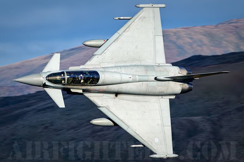 Eurofighter Typhoon Jet — Gray, Dynamic, Afternoon, Photograph, Mountain