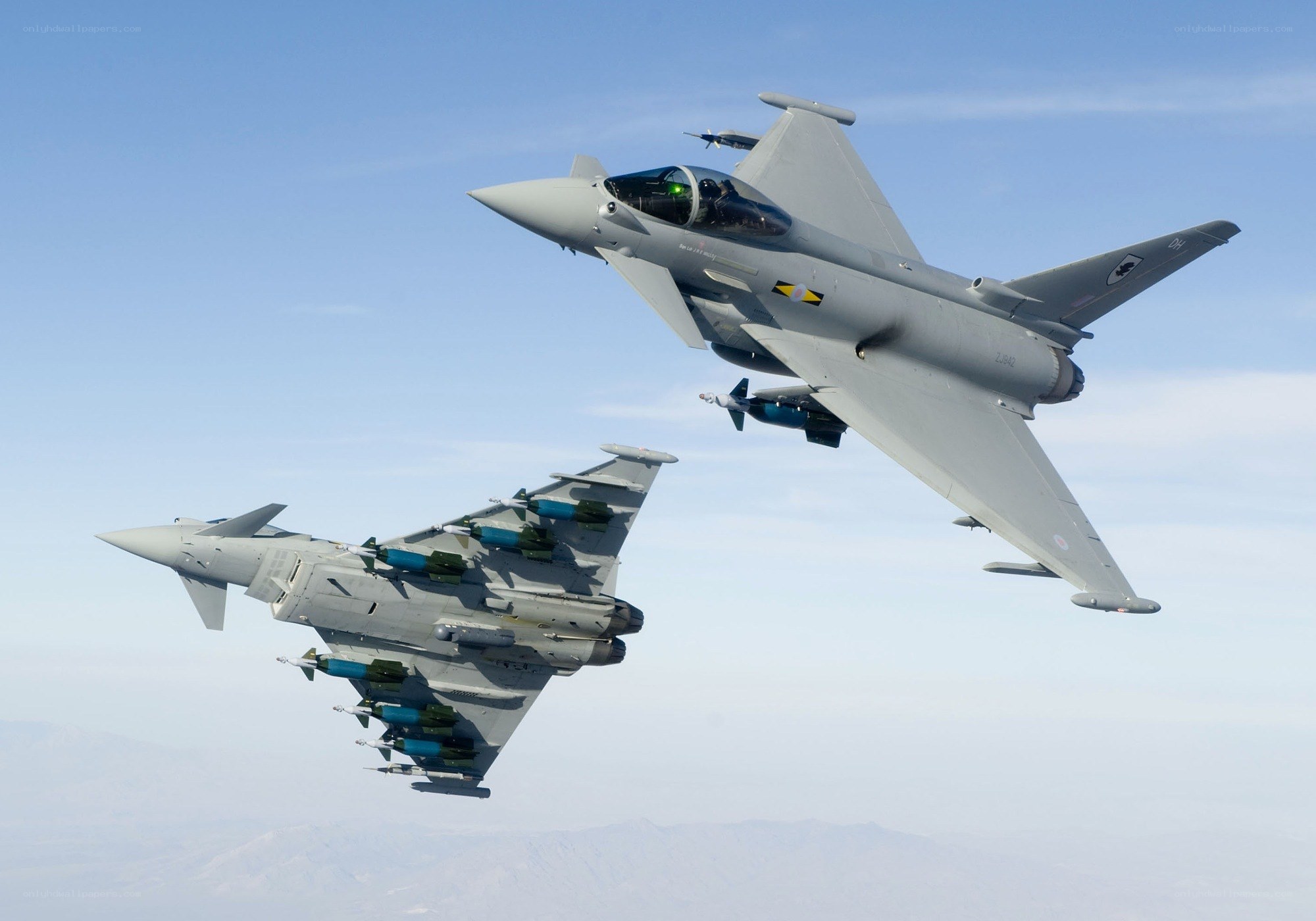 Eurofighter Typhoon jets in flight