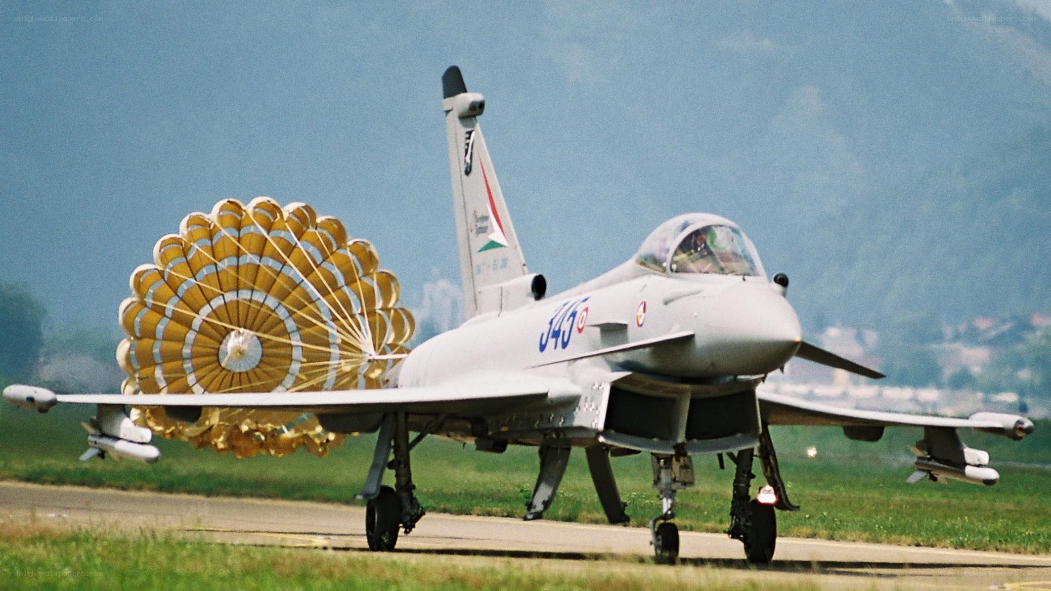 Eurofighter Typhoon with parachute