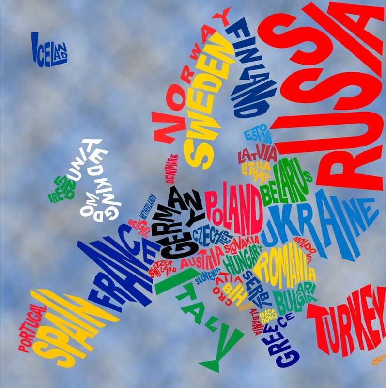 Europe and Russia word map