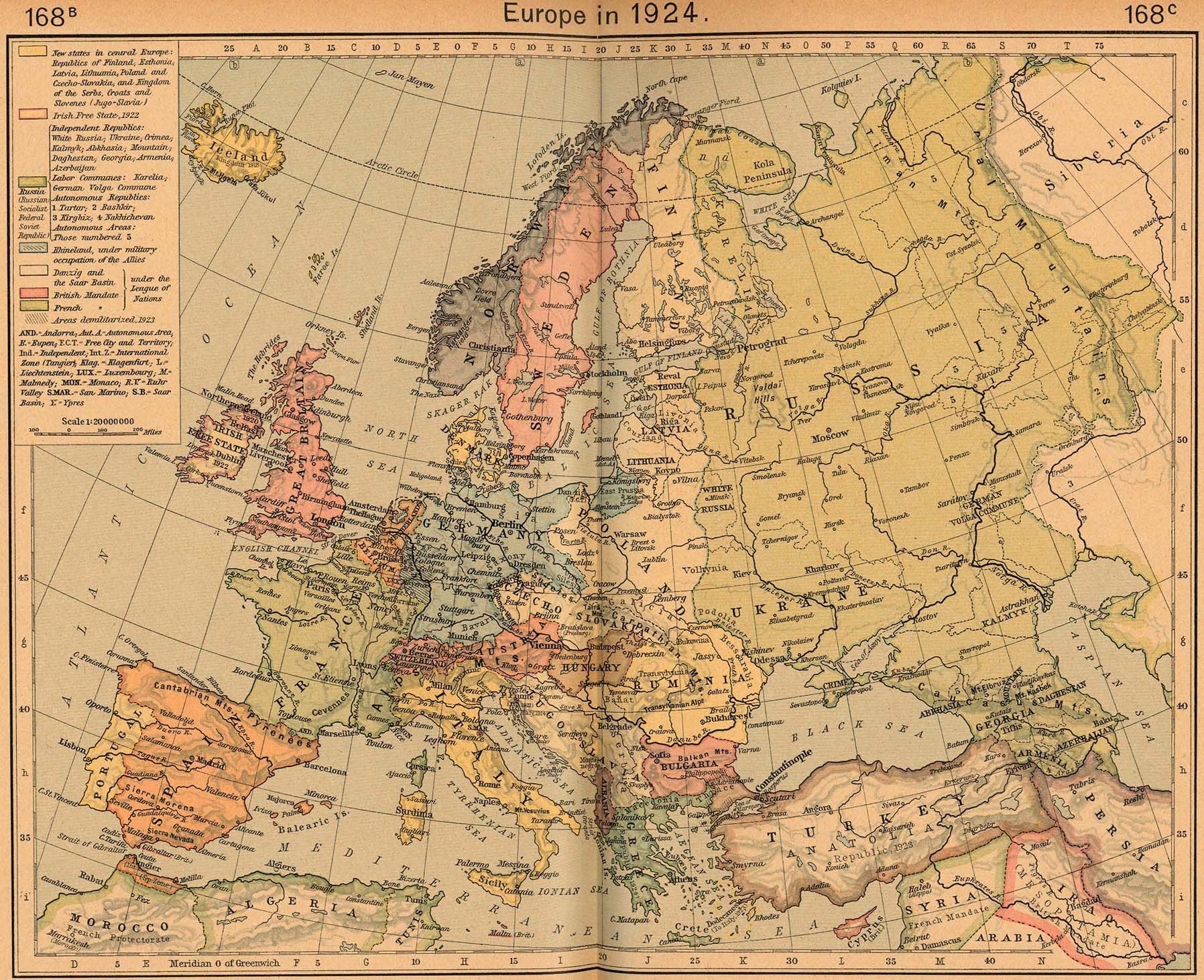 Europe in 1924 map