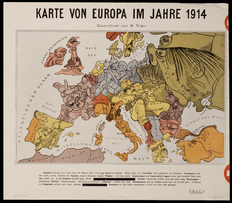 Europe Map 1914 Political Cartoon