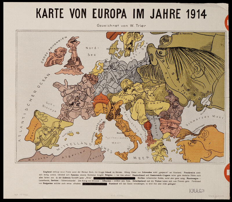 Europe Map 1914 Political Cartoon