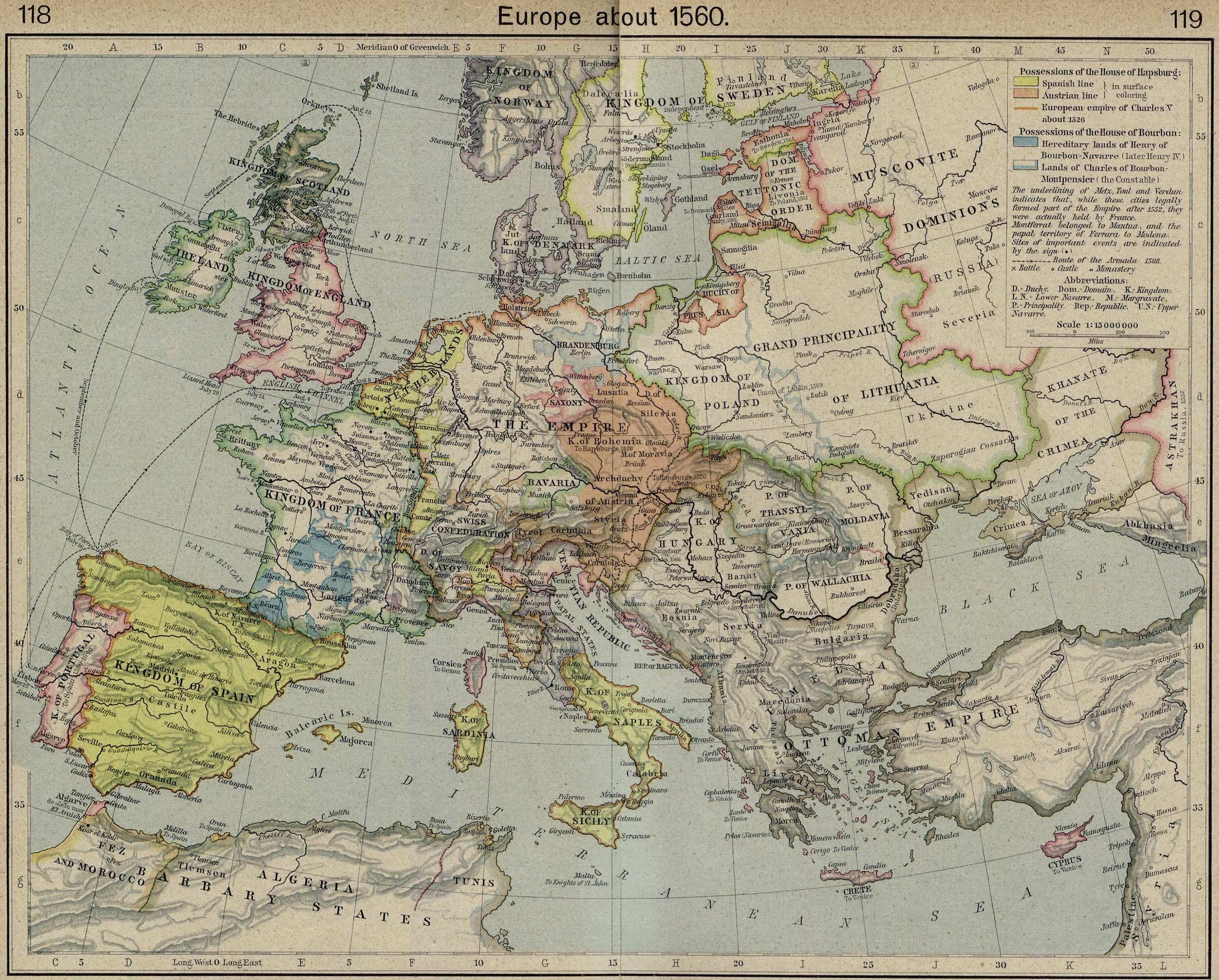 Europe map circa 1560