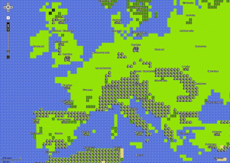 Europe Map in Pixel Art
