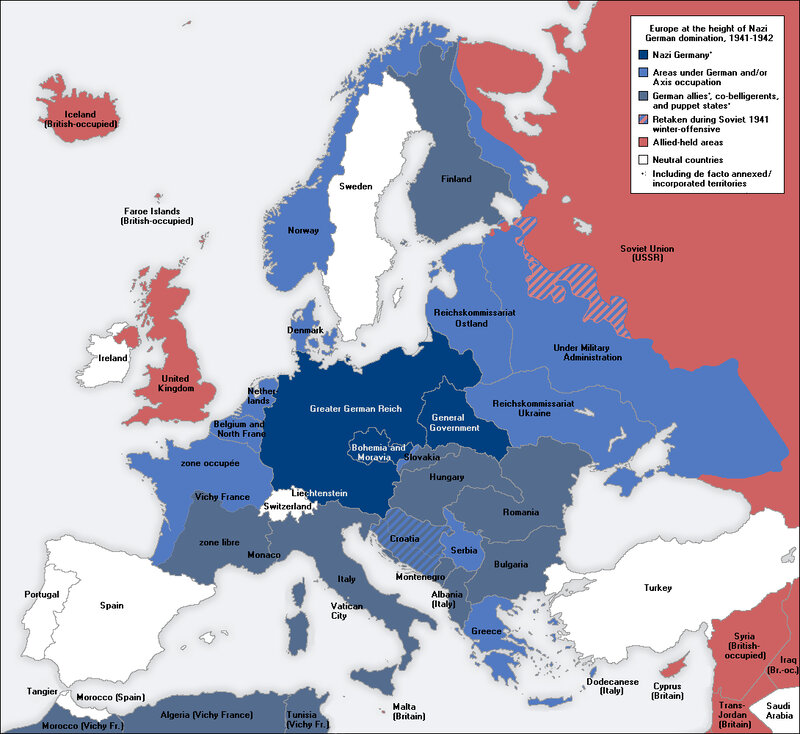 Europe under Nazi control 1941-1942