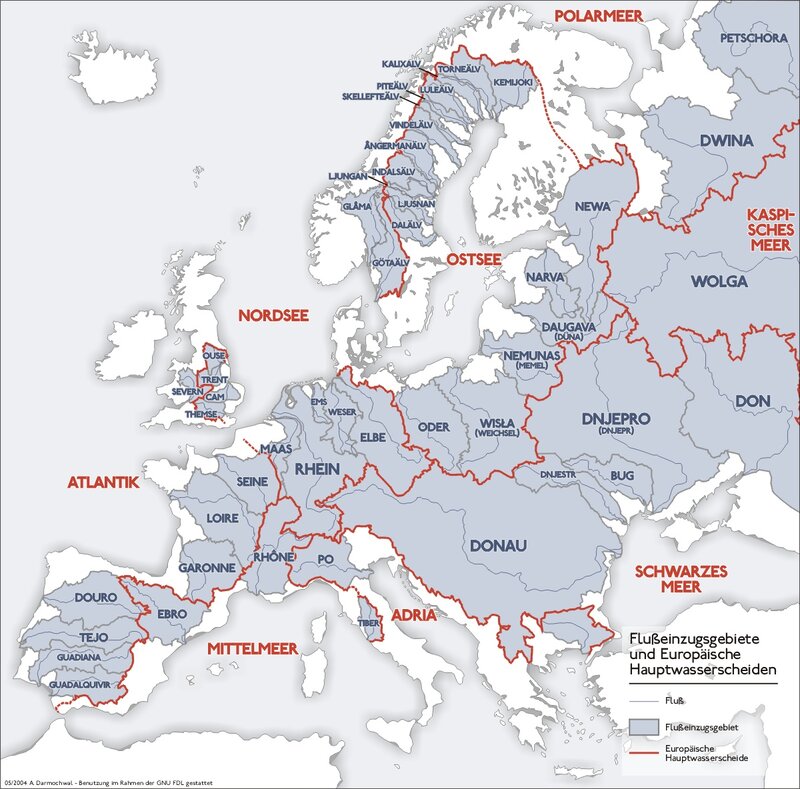 European river basins map