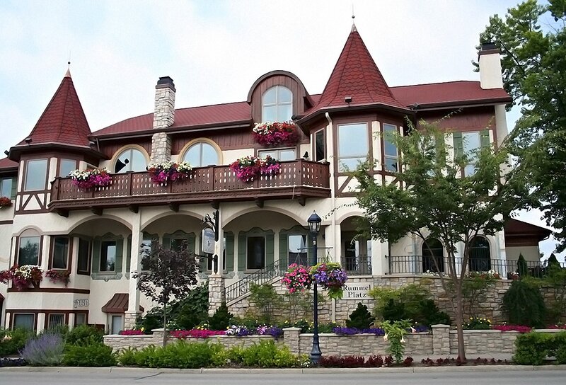 European-style inn with flower baskets