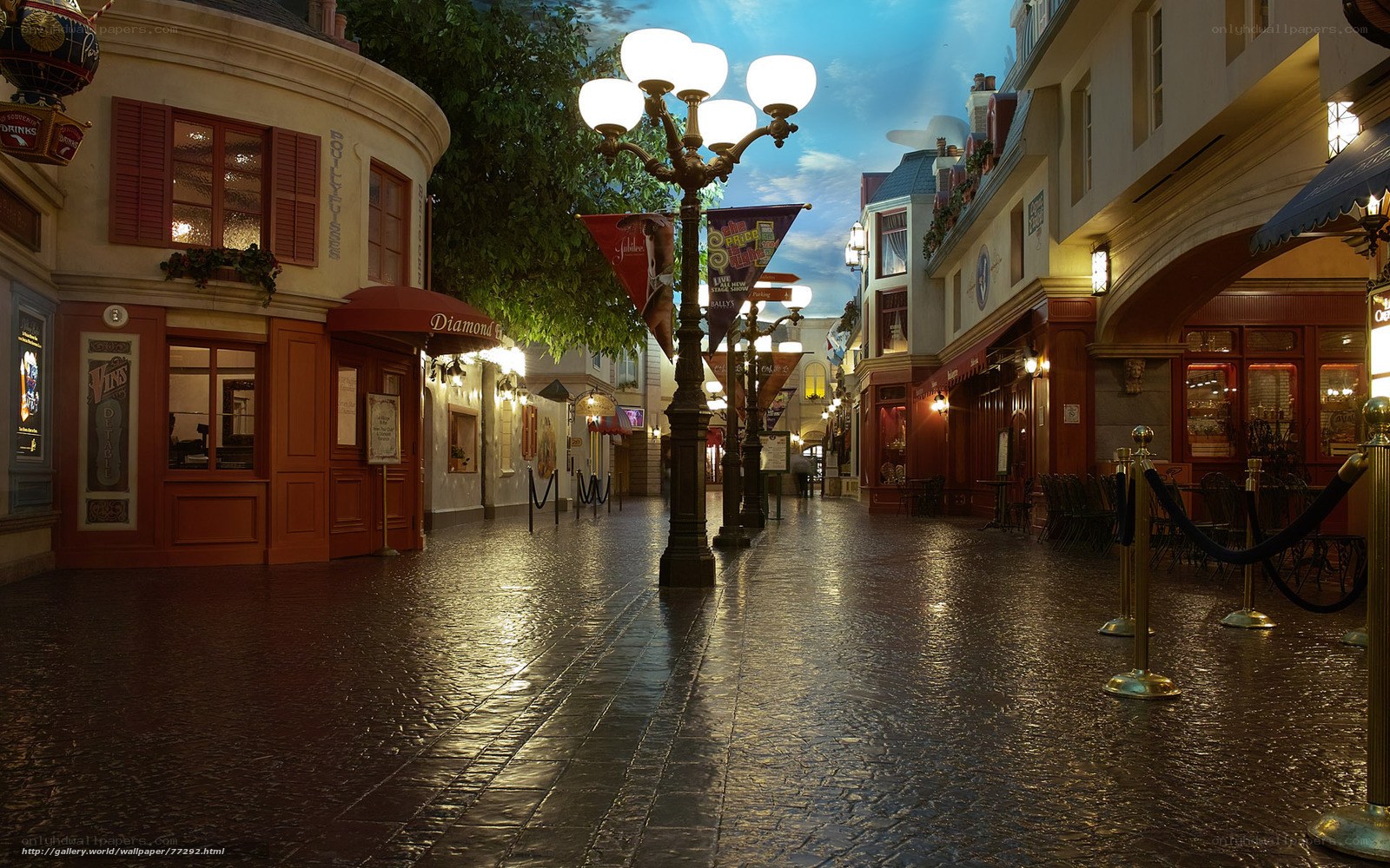 European-style street at night