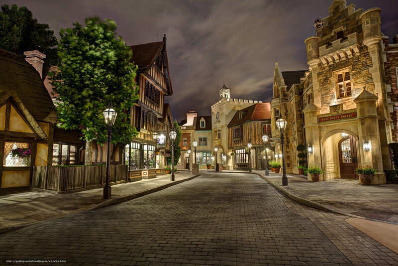 European-style village at night