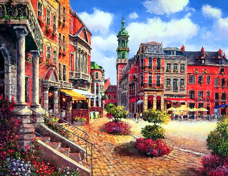 European Town Square — Red