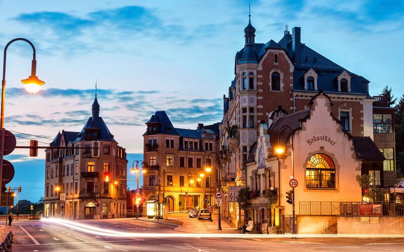 European Town Street at Dusk