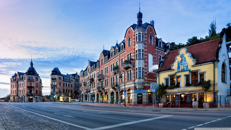 European Town Street — Blue, Serene, Morning