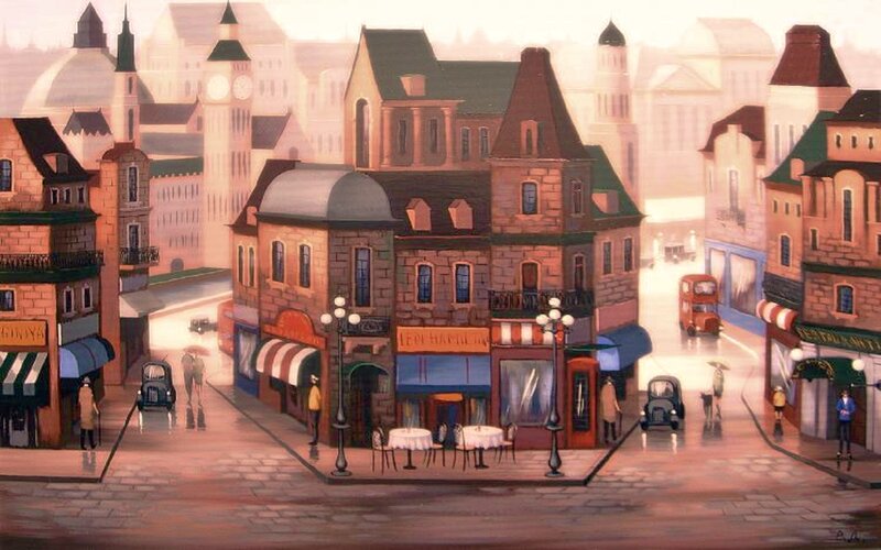 European Town Street — Brown