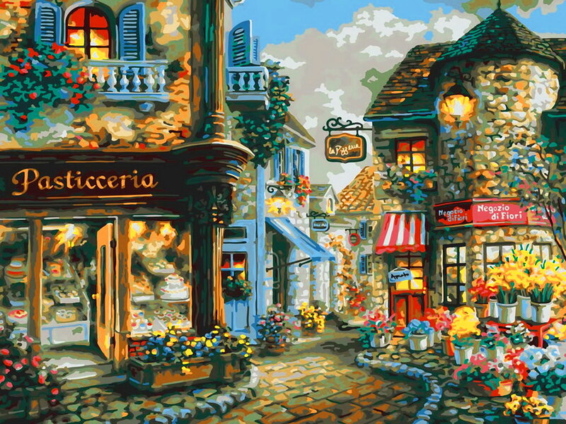 European Village Street — Yellow