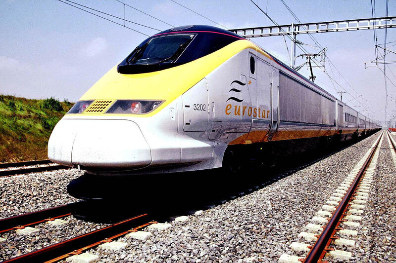 Eurostar high-speed train on tracks