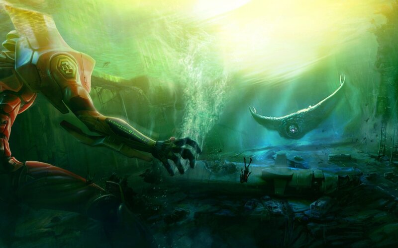 EVA-01 underwater encounter