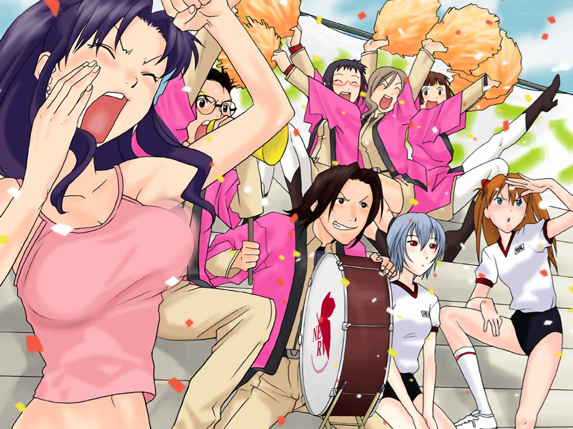 Eva characters cheering