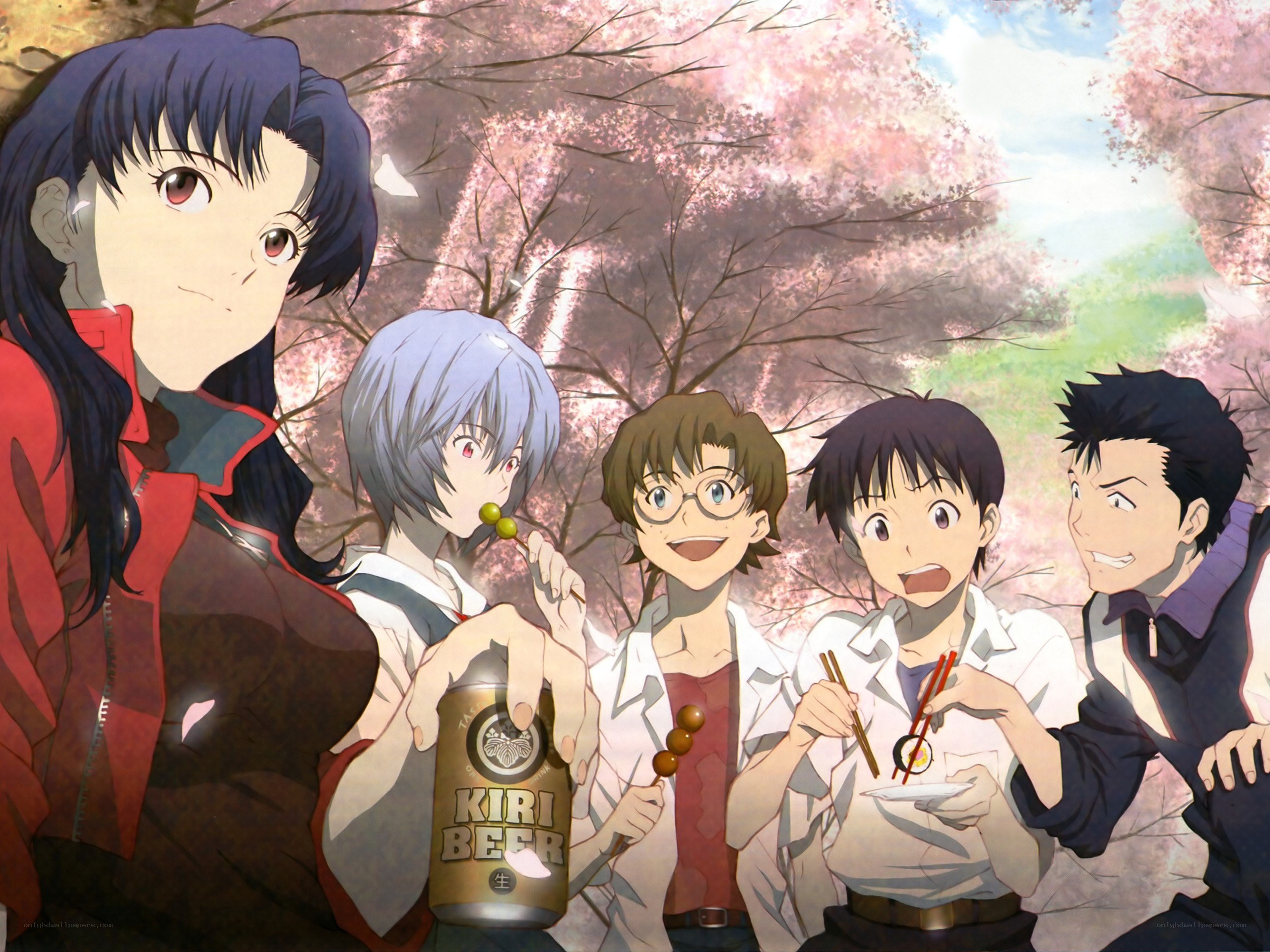 Eva characters in cherry blossom