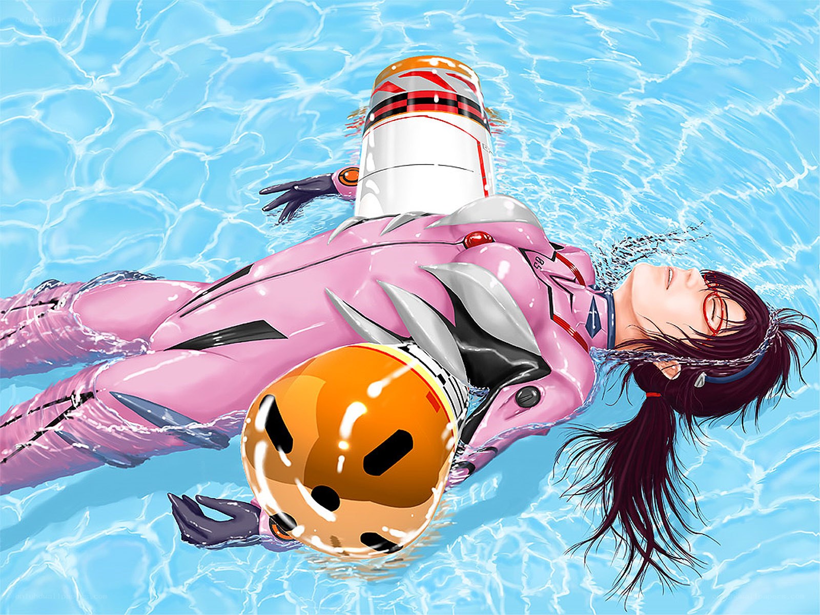 eva pilot floating in pool
