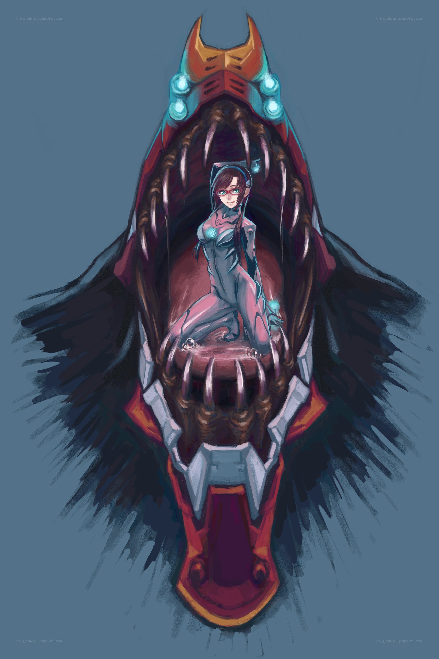 Eva pilot in a giant mecha