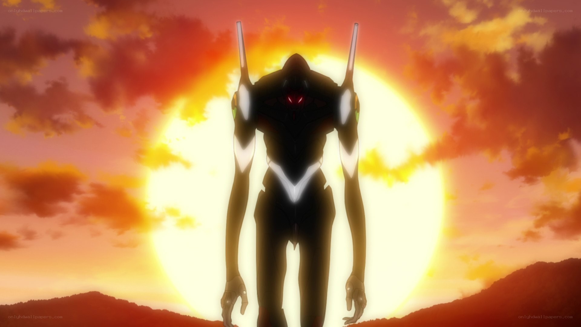 Evangelion against the sunset