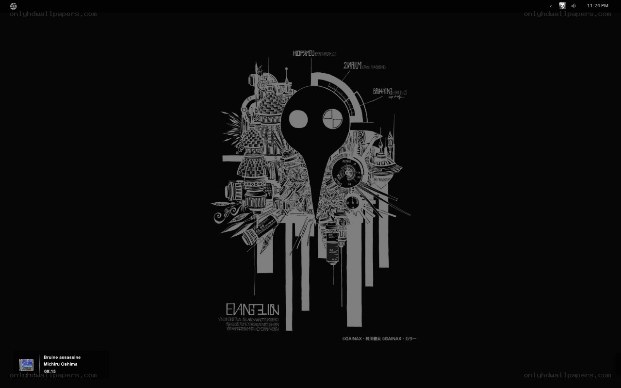 Evangelion artwork with music player