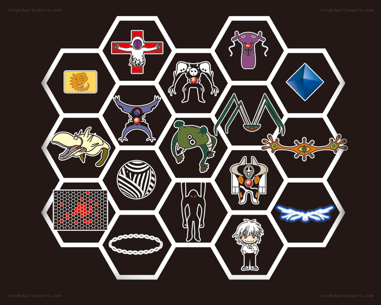 Evangelion character and symbol grid