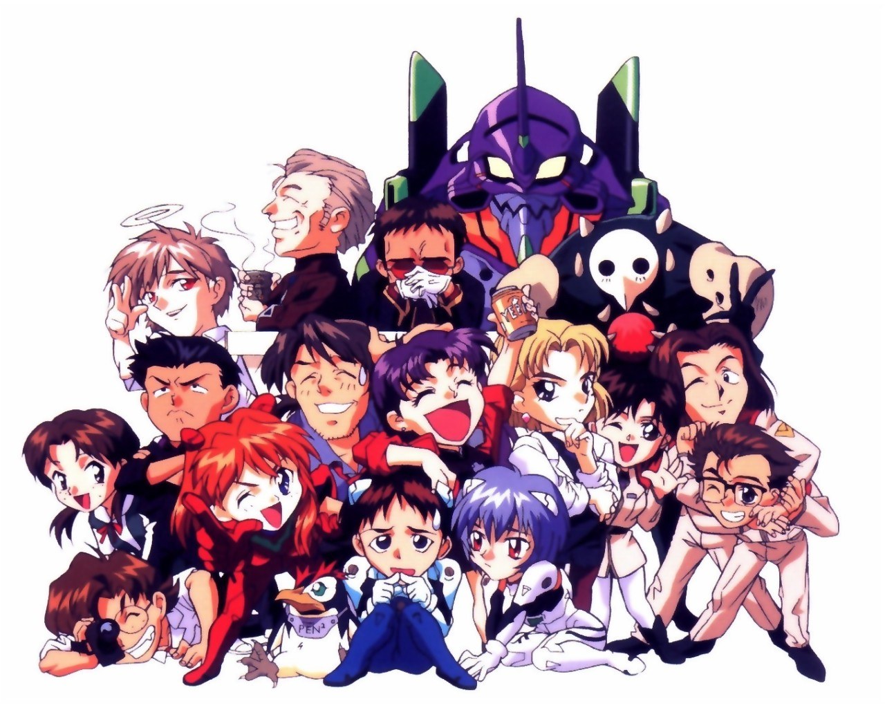 Evangelion character group portrait