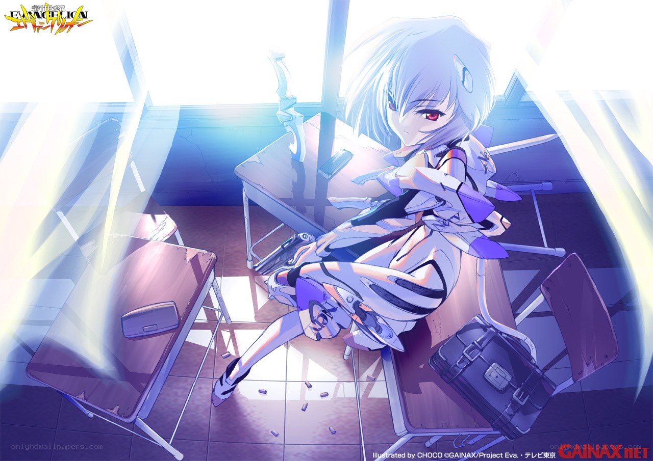 Evangelion character in classroom
