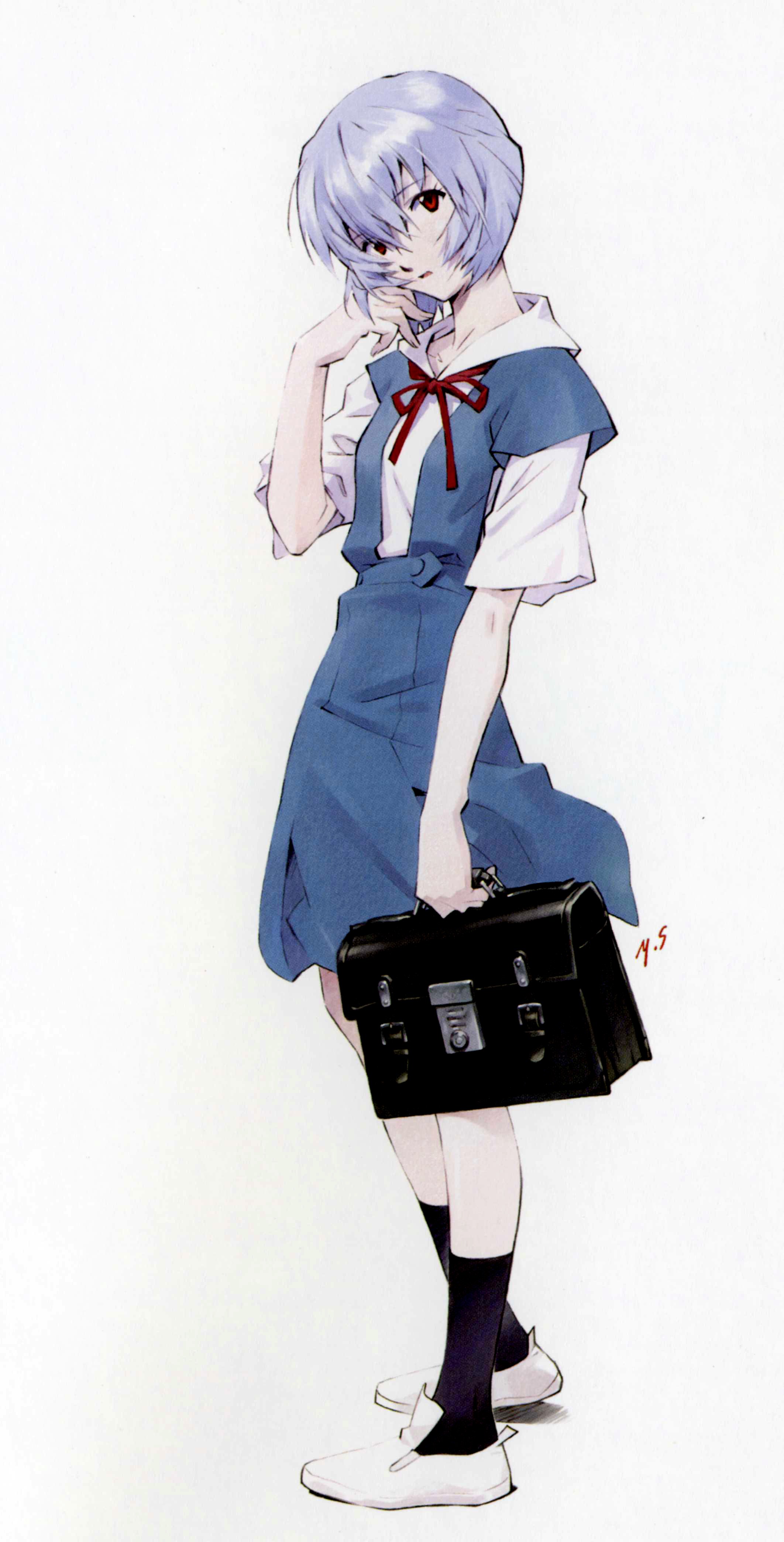 Evangelion character in school uniform