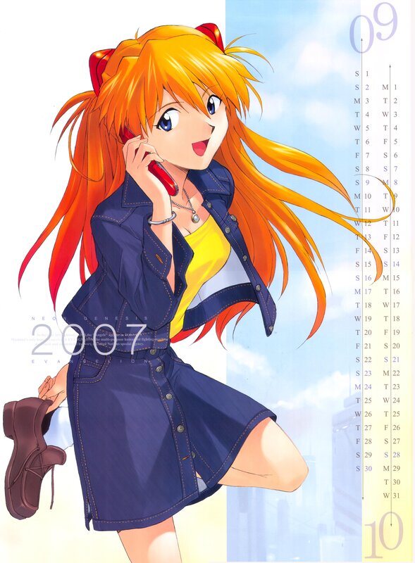 Evangelion character on phone