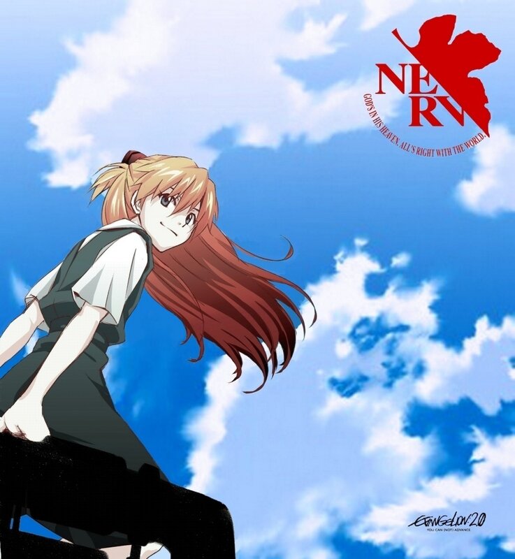 evangelion character under sky