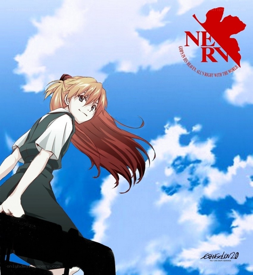 evangelion character under sky