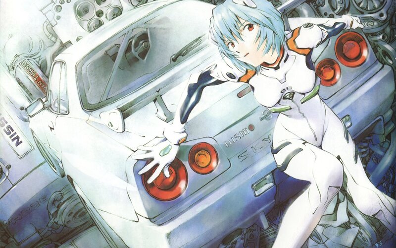 evangelion character with car