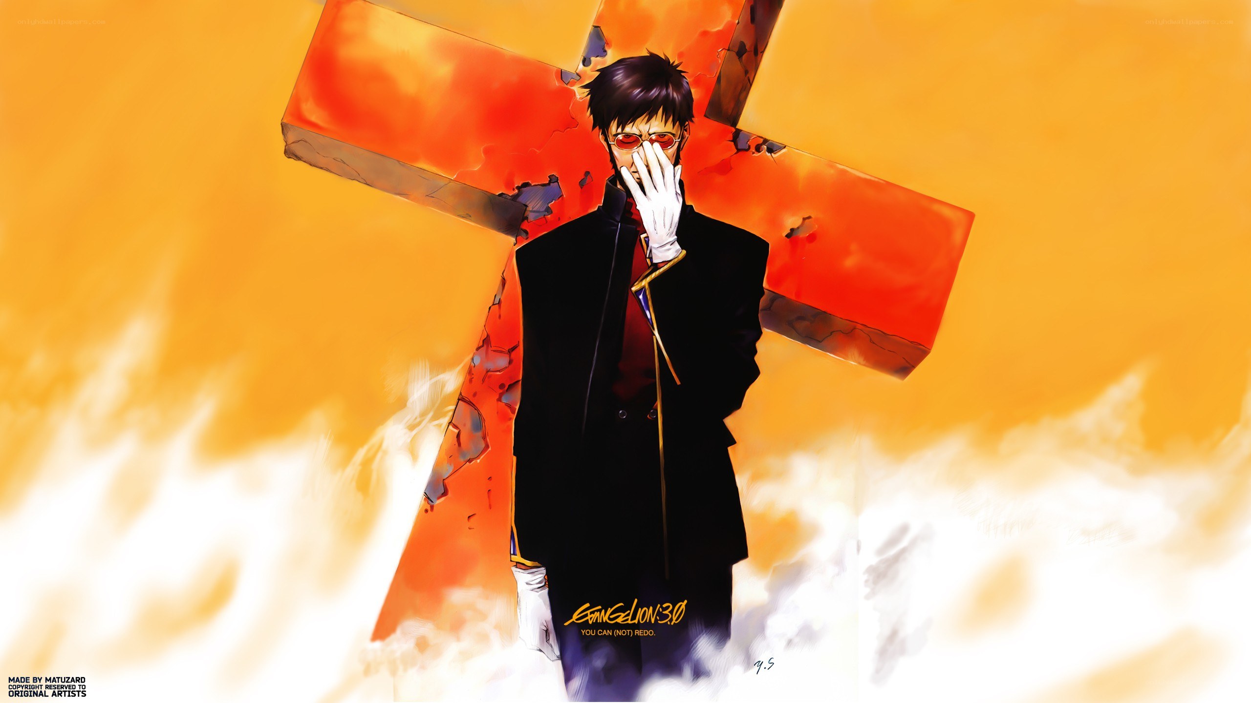 Evangelion character with cross