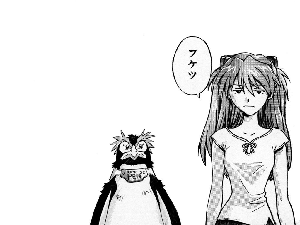 Evangelion character with penguin