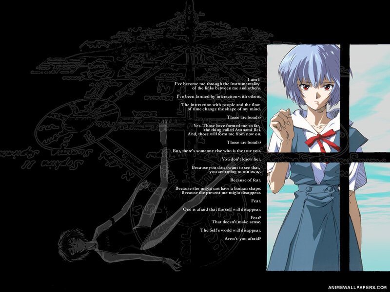 Evangelion character with text